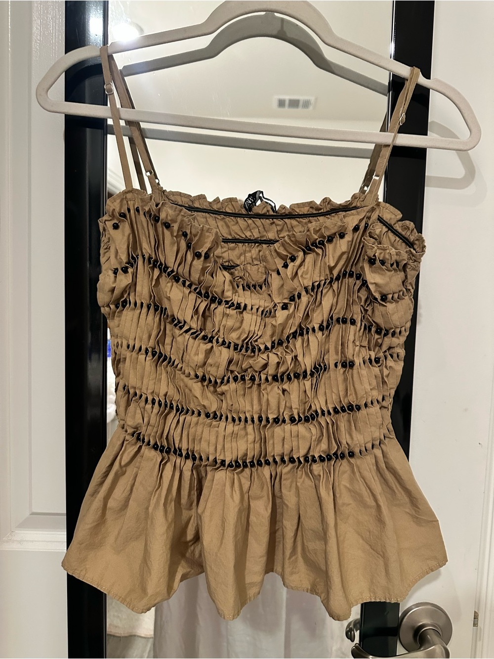 Tan Smocked blouse tank - Women